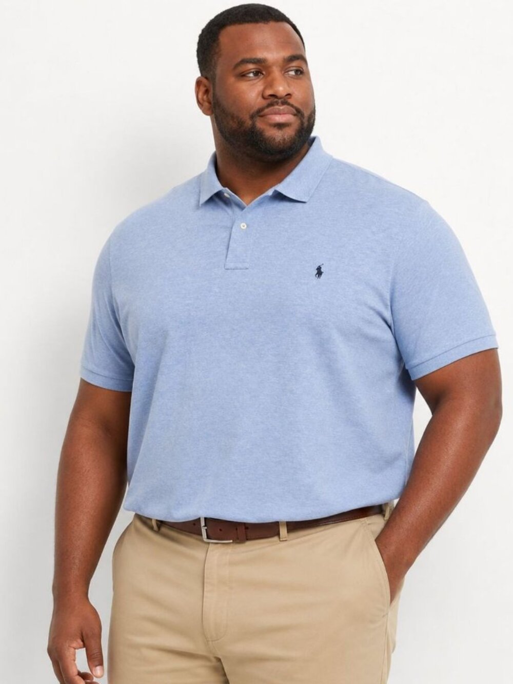 Polo Ralph Lauren Big & Tall Mesh Polo Shirt Light Blue 4XLT Cotton Preppy